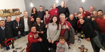 Il riscaldamento dei rossoverdi al Bonolis di Teramo