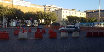 Il cantiere in Piazza Tacito