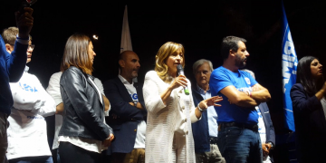 La candidata della Lega, Donatella Tesei a San Gemini