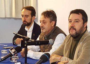 L'EX 5 STELLE MARCO COZZA FRA IL SEGRETARIO REGIONALE DELLA LEGA, VIRGINIO CAPARVI E MATTEO SALVINI