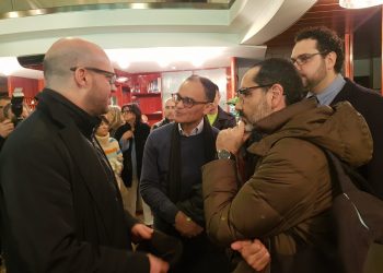 Magdi Allam con l'ex ministro della famiglia, Lorenzo Fontana, il sindaco di Terni, Leonardo Latini e Devid Maggiora