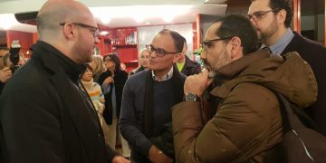 Magdi Allam con l'ex ministro della famiglia, Lorenzo Fontana, il sindaco di Terni, Leonardo Latini e Devid Maggiora