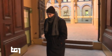 Gilberto Cavallini al suo ingresso nel Tribunale di Bologna