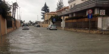 Il quartiere Poetto allagato a Cagliari. FOTO INMETEO