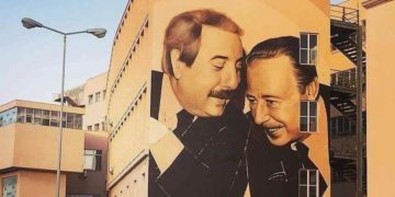 Il murale realizzato da Rosk a Palermo che ritrae i giudici Falcone e Borsellino