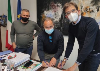 Luigi Repace, Paolo Tagliavento e Paolo Garofoli alla firma dell'accordo.