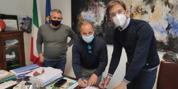 Luigi Repace, Paolo Tagliavento e Paolo Garofoli alla firma dell'accordo.