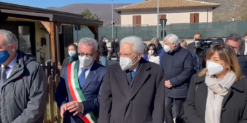 IL PRESIDENTE DELLA REPUBBLICA SERGIO MATTARELLA QUESTA MATTINA A NORCIA