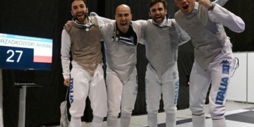 nella foto di Augusto Bizzi la squadra azzurra che ha vinto in Coppa del Mondo a Belgrado.