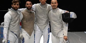 i 4 fiorettisti azzurri, medaglia d'oro a Plovdiv ( foto Bizzi )