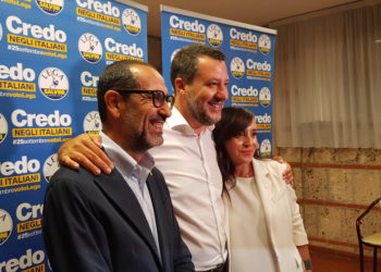 Matteo Salvini con Valeria Alessandrini e Leonardo Latini