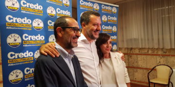 Matteo Salvini con Valeria Alessandrini e Leonardo Latini