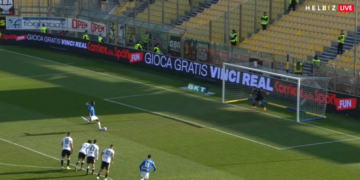 IL RIGORE DI GONDO A PARMA CHE E' VALSO LA VITTORIA DELL'ASCOLI