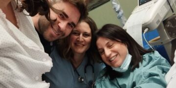 Gianmarco,  appena venuto alla luce  con i genitori Eleonora e Marcello