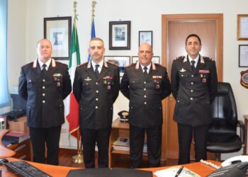 PAOLO MARTELLI , IL PRIMO A SX. ACCANTO IL COMANDANTE DI RIETI VALERIO MARRA, , PAOLO BRIGOTTI E IL MAGGIORE SALVATORE BENEDUCE