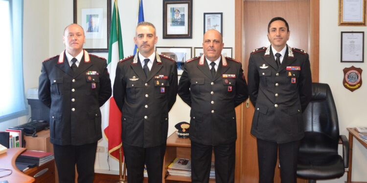 PAOLO MARTELLI , IL PRIMO A SX. ACCANTO IL COMANDANTE DI RIETI VALERIO MARRA, , PAOLO BRIGOTTI E IL MAGGIORE SALVATORE BENEDUCE