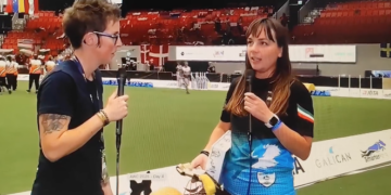 Federica Grilli intervistata dopo la vittoria al mondiale