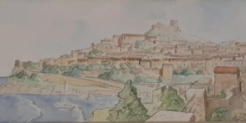 Scorcio di Narni immaginato dall'artista Michele Rubini